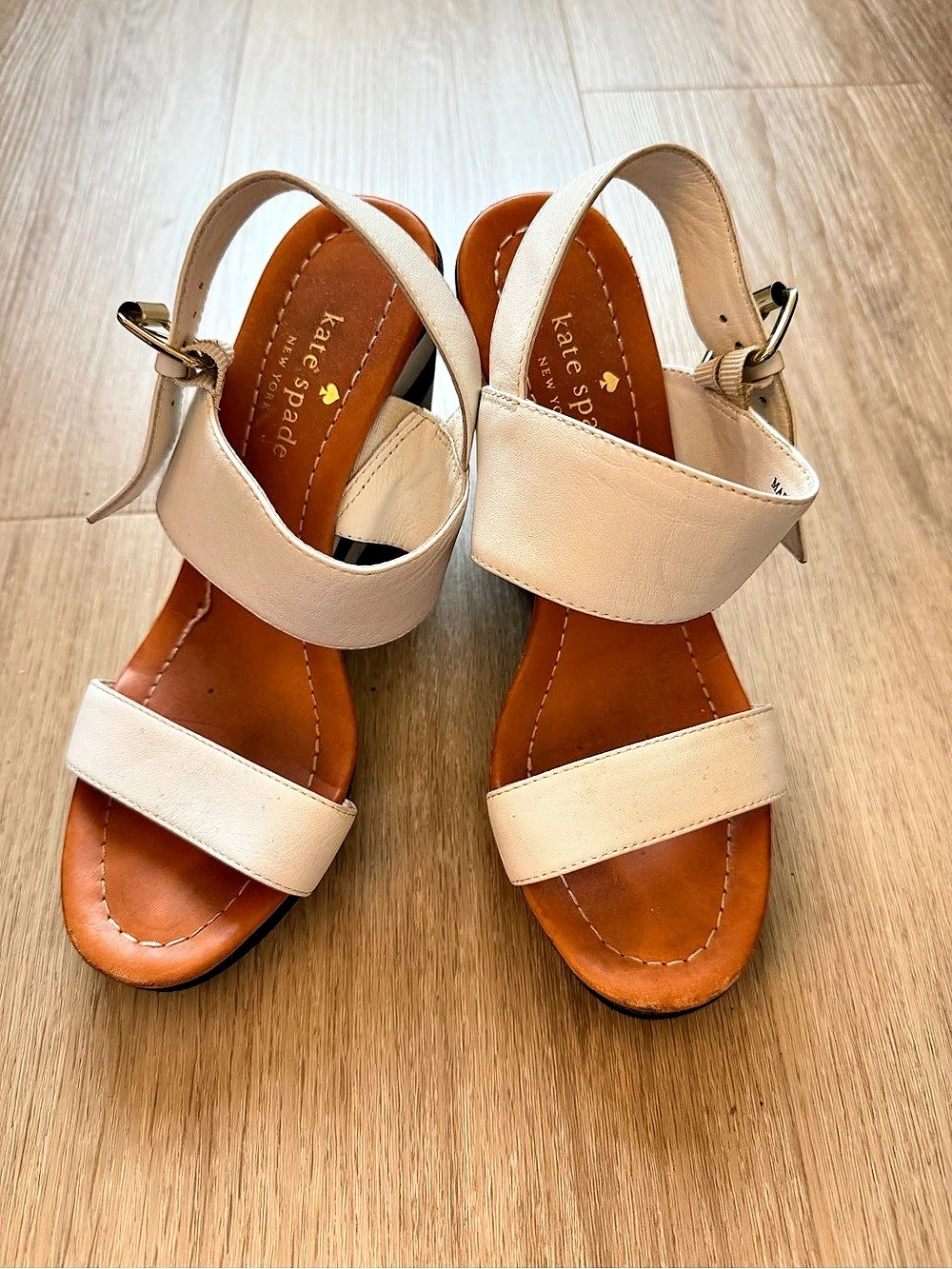 kate spade new york Striped Wedge Sandals in White & Black